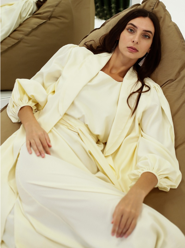 Cream 2-piece kaftan